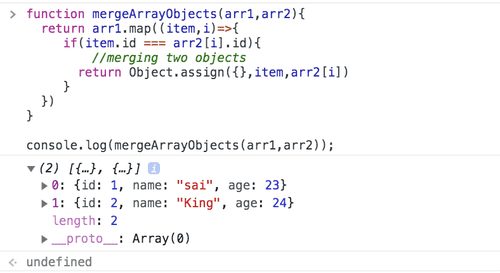 JavaScript merge array of objects by key (es6) | Reactgo