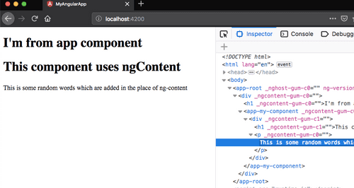 Angular Content Projection Using Ngcontent Directive 